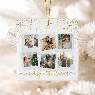 Merry Christmas Gold 6 Fotocollage Keramisch Ornament