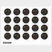 Merry Christmas Gold Black Sparkles Ronde Sticker (Vel)