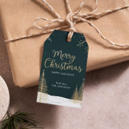 Merry Christmas Gold Calligraphic Holiday Cadeaulabel