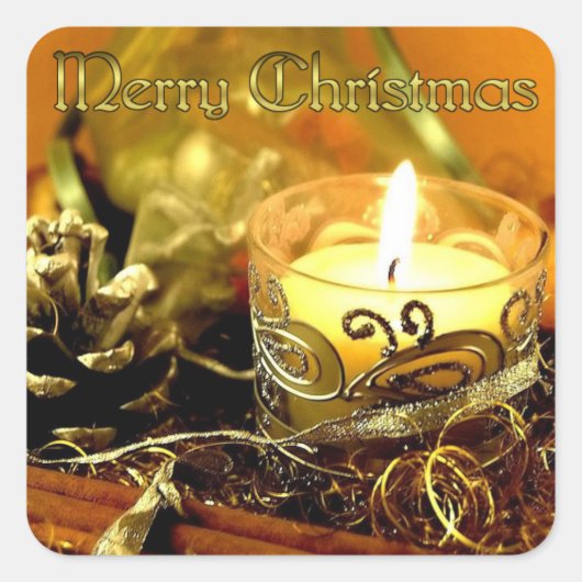 Merry Christmas Gold Candle Sticker (Voorkant)