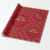 Merry Christmas Gold Foil Script Apple Red Cadeaupapier (Uitgerold)