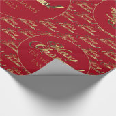 Merry Christmas Gold Foil Script Apple Red Cadeaupapier (Hoek)