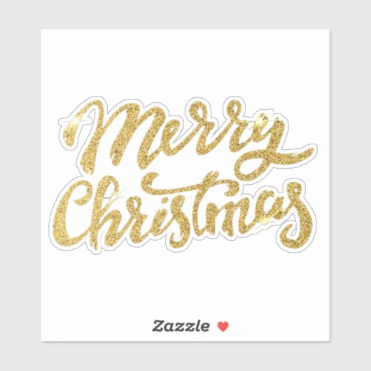 Merry Christmas Gold Glitter Sticker (Vel)