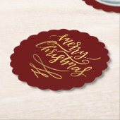 Merry Christmas Gold Script Typografie Kartonnen Onderzetters (Gekanteld)