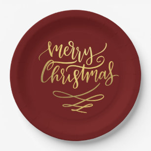 Merry Christmas Gold Script Typografie Papieren Bordje