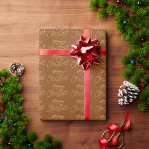 Merry Christmas Gold Script Vakantiepatroon Cadeaupapier