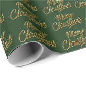 Merry Christmas Gold Script Vakantiepatroon Cadeaupapier (Rol Hoek)