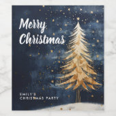 Merry Christmas Golden Tree Wijn Label Wijn Etiket (Enkel label)