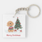 Merry Christmas Goldendoodle Dog Sleutelhanger (Achterkant)