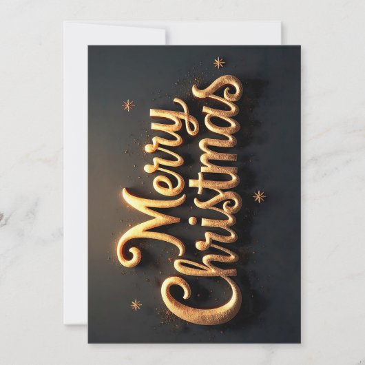 "Merry Christmas" goldene Schrift in Englisch Feestdagenkaart (Voorkant)