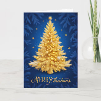 Merry Christmas - Goldener Weihnachtsbaum Kaart