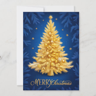 Merry Christmas - Goldener Weihnachtsbaum Kaart
