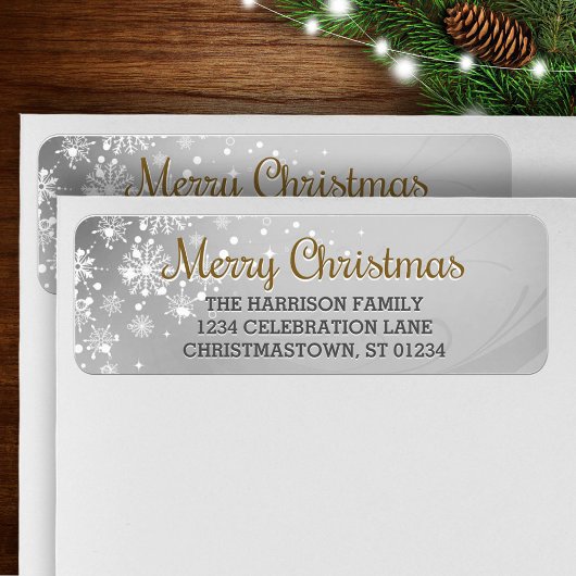 Merry Christmas (goud) Snowfrosted Label