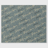 Merry Christmas Gouden Script Naam Zwart Grijs Cadeaupapier (Vlak)