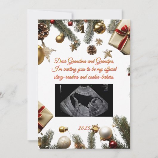Merry Christmas Grandparents Pregnancy Invitations (Devant)