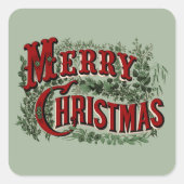 Merry Christmas - Green and Red Vierkante Sticker (Voorkant)