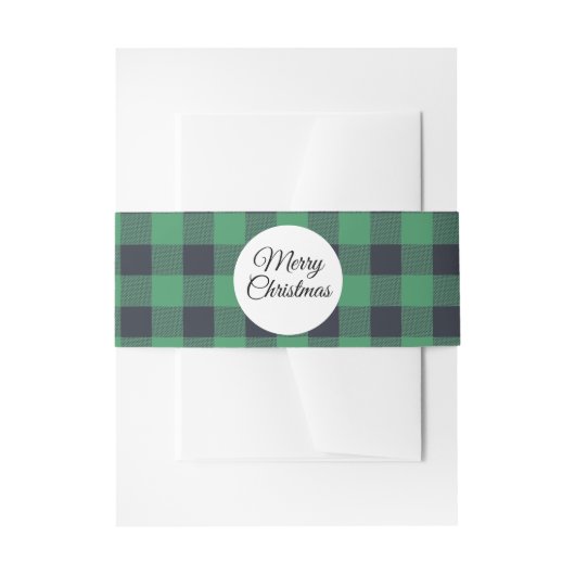Merry Christmas Green Buffalo Black Plaid Pattern Uitnodigingen Wikkel (Voorkant Voorbeeld)