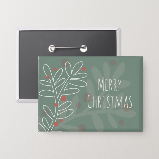 Merry Christmas green mistletoe Button (Voorkant / Achterkant)