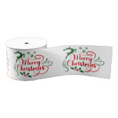 Merry Christmas Green Red On White Grosgrain Lint (Spoel)