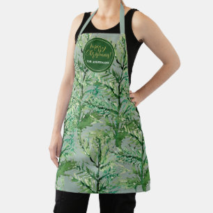 Merry Christmas Green Tree gepersonaliseerd Schort