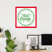 MERRY CHRISTMAS GREEN WREATT POSTER (Bureau à domicile)