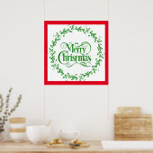 MERRY CHRISTMAS GREEN WREATT POSTER (Cuisine)