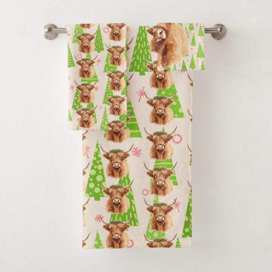 Merry Christmas Greenery Highland Miniature Cow (En situation)