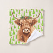 Merry Christmas Greenery Highland Miniature Cow (Gant de toilette)