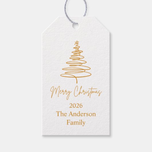 Merry Christmas Greeting Gold Cadeaulabel (Voorkant)