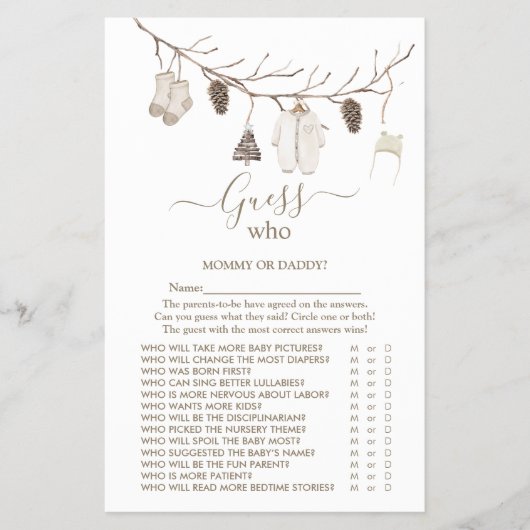 Merry Christmas 'Guess Who'  Baby Shower Game Flyer (Voorkant)