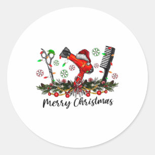 Merry Christmas Haarstylist Kapsalon Matching C Ronde Sticker