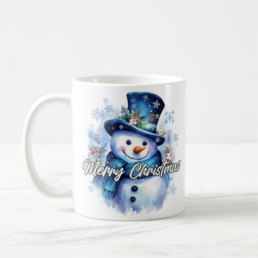 Merry Christmas Happy Holidays Winter Snowman Koffiemok (Links)
