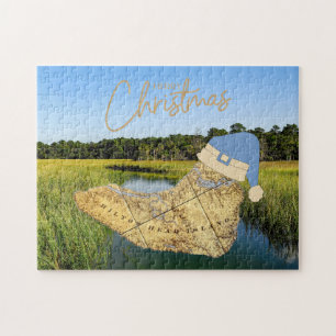 Merry Christmas Hilton Head Island Kaart Marshland Legpuzzel