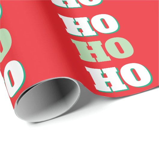 Merry Christmas HoHoHo Party Minimalist Plain Cadeaupapier (Rol Hoek)