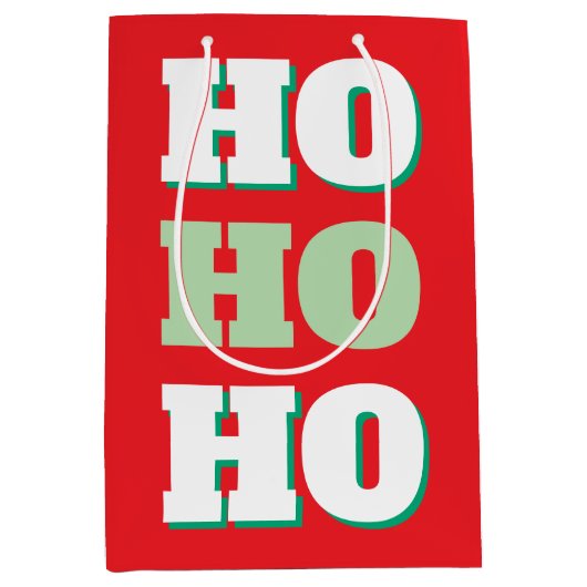 Merry Christmas HoHoHo Party Minimalist Plain Medium Cadeauzakje (Voorkant)