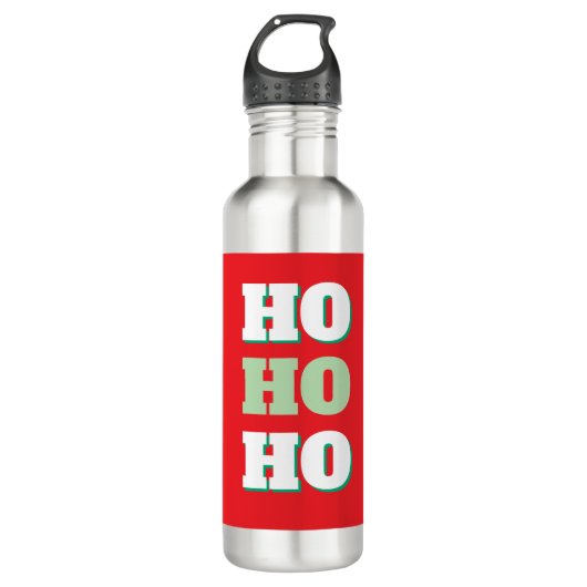Merry Christmas HoHoHo Party Minimalist Plain Waterfles (Voorkant)