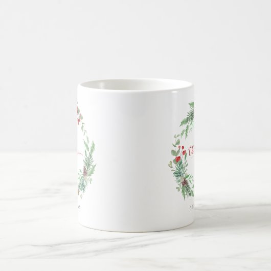 Merry Christmas Holiday Eucalypt Wreath Mug (Centre)