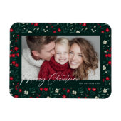 Merry Christmas Holy Berries Background Magneet (Horizontaal)