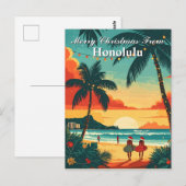 Merry Christmas Honolulu Tropical Beach Sunset Briefkaart (Voorkant / Achterkant)