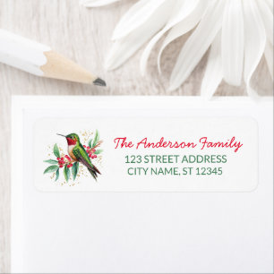 Merry Christmas Hummingbird Retouradres Etiket