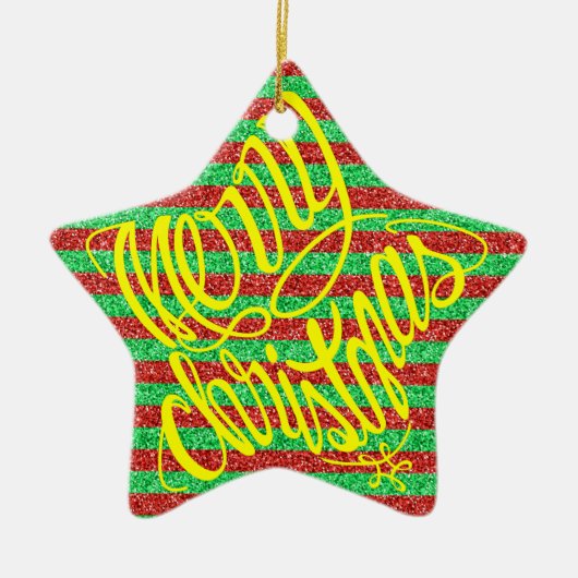 Merry Christmas in 8 langs and Happy Holiday Keramisch Ornament (Voorkant)