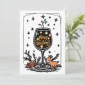 Merry Christmas in a Wine Glass Kaart (Staand voorkant)