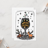 Merry Christmas in a Wine Glass Kaart (Voorkant / Achterkant in situ)