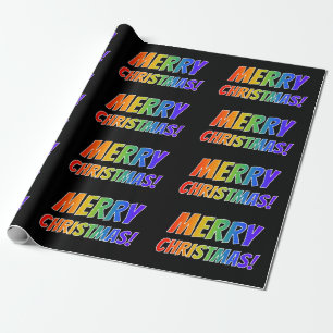 "MERRY CHRISTMAS!" in Fun Rainbow Text Cadeaupapier