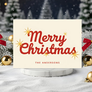Merry Christmas in midcentury-stijl met sterrenexp Feestdagen Kaart