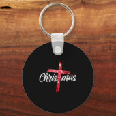 Merry Christmas Jesus Christian Cross Xmas Pajamas Sleutelhanger (Voorkant)