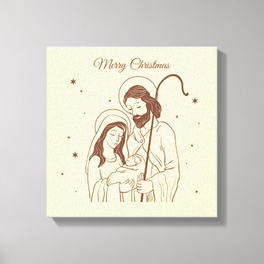 Merry Christmas - Jesus, Mary and Joseph Canvas Afdruk (Voorkant)