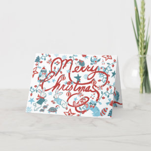 Merry Christmas Joy Animal Medley Modern Feestdagen Kaart