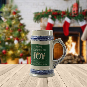 Merry Christmas Joy Een cadeau voor u Rustic Green Bierpul
