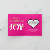 Merry Christmas Joy Elegant Script Roze Gevouwen Feestdagen Kaart (Binnen)